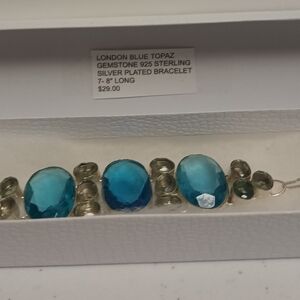 LONDON BLUE TOPAZ GEMSTONE 925 STERLING SILVER PLATED BRACELET